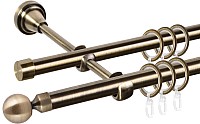 Карниз для штор АС ФОРОС Grace D16Г/16Г составной + заглушка Шар малый (2.8м, антик)