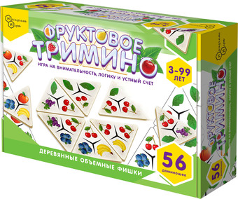 Развивающая игра Нескучные игры Фруктовое тримино. Треугольное домино 8343