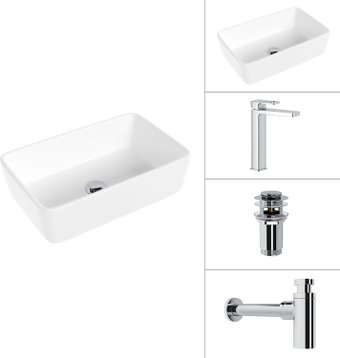 Умывальник Lauter 21674A + Cascade 21СК0655C + сифон 21635CH + дон.клапан 21190CH (хром)