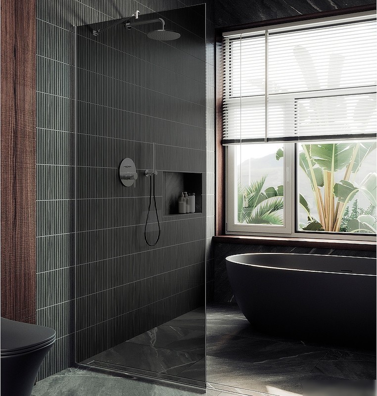Душевая стенка MaybahGlass 195x109 MGD-681-5у (графитовое стекло/хром матовый)