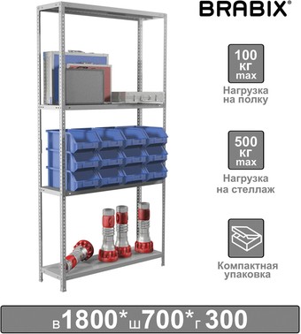 Стеллаж Brabix Ms Kd-185/30/70-4 291112