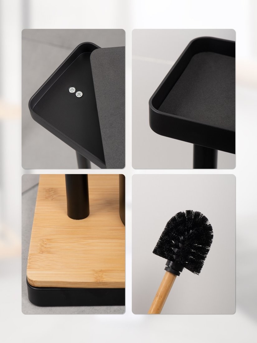 Держатель для туалетной бумаги и ершика FORA Bamboo Style FOR-ST-01BL (черный)