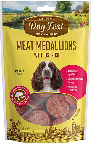 Лакомство для собак DogFest Медальоны с мясом страуса 90 г