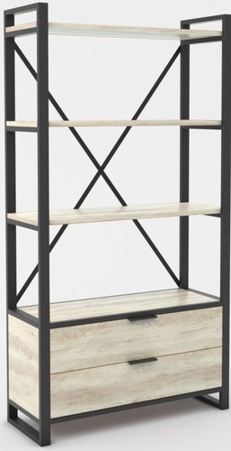 Стеллаж Hype Mebel Стандарт Люкс 80x170 (черный/древесина белая)