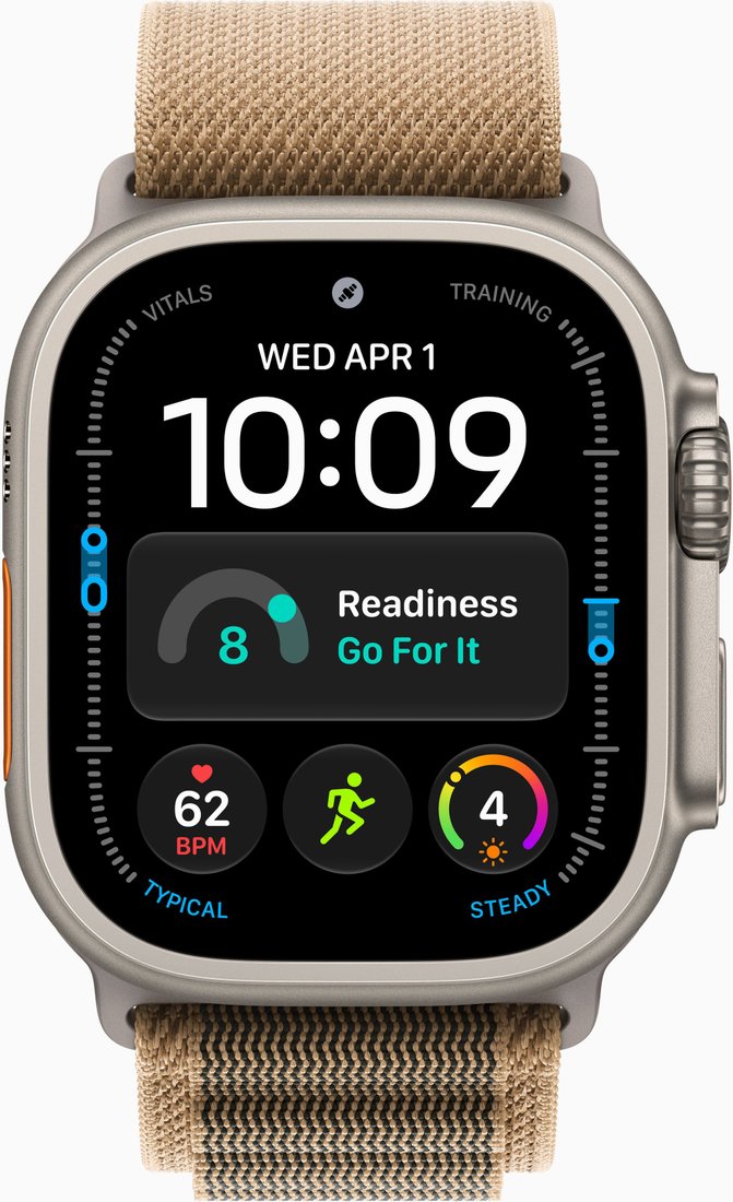 Умные часы Apple Watch Ultra 4 LTE 49 мм (титановый корпус, природный/песочный, текстильный ремешок размера S)