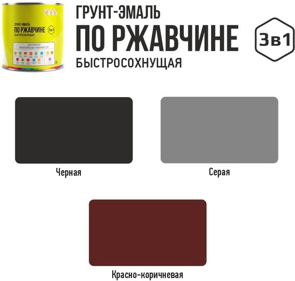 Грунт-эмаль LIDA по ржавчине быстросохнущая 2 л (красный/коричневый)