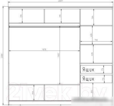 Шкаф распашной Рэйгрупп 233 YYX Elgon РГ-07.04 (ясень снежный/ хром)
