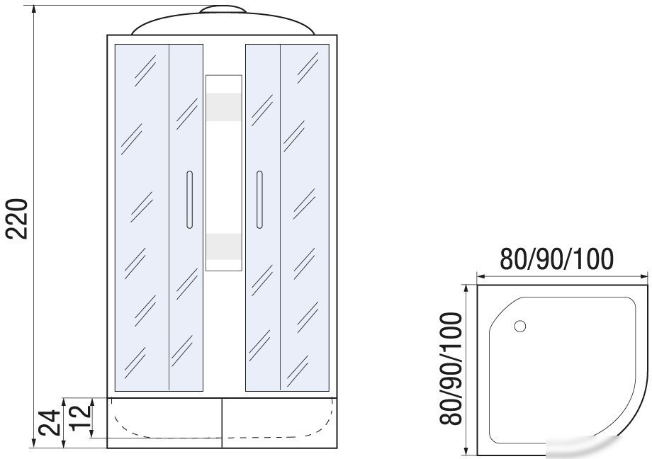 Душевая кабина River Nara Light XL 100/24 MT