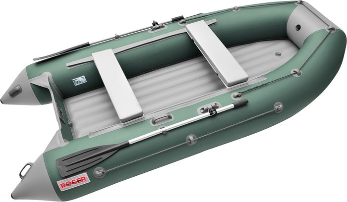 Моторно-гребная лодка Roger Boat Trofey 3300 (без киля, зеленый/серый)