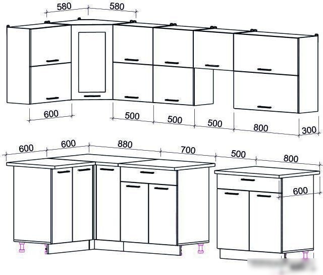Угловая кухня Интерлиния Мила Gloss 50-12x29 (красный/черный глянец)
