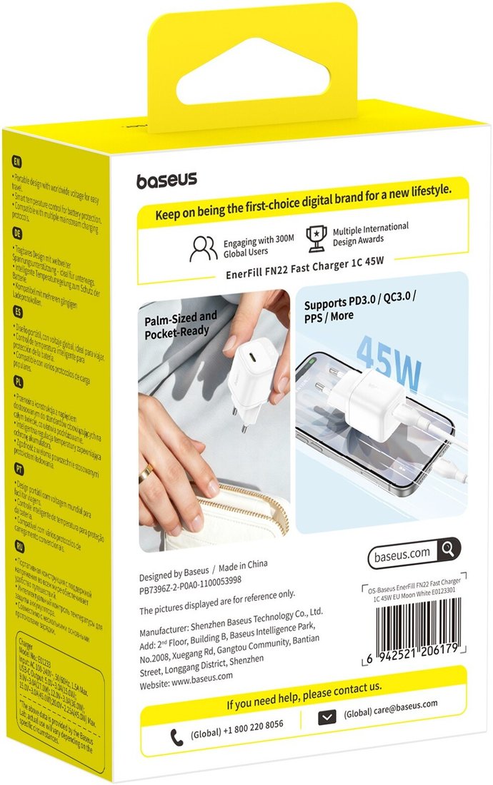 Сетевое зарядное Baseus EnerFill FN22 45W E0123301 (белый)