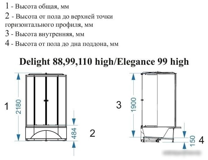 Душевая кабина Domani-Spa Delight 110 High 100x100 (матовое стекло/белый)