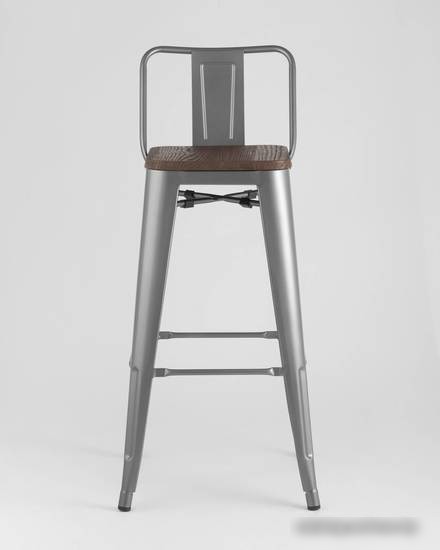 Стул Stool Group Tolix со спинкой YD-H765E-W YG-15 (серебристый матовый/темное дерево)