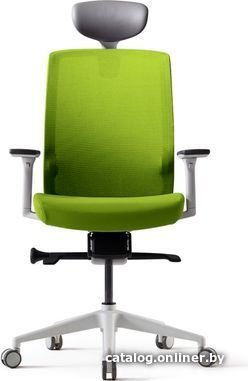Офисное кресло Bestuhl J1 White Pl с подголовником и подлокотником (зеленая сетка/зеленая ткань)