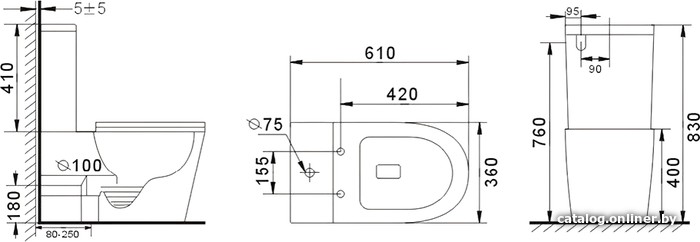Унитаз Gid Tr2179BL (черный глянцевый)