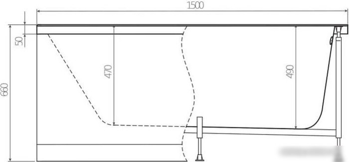 Фронтальный экран под ванну Alex Baitler 150x63 PF1563H