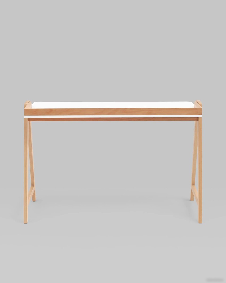 Стол Stool Group Pyramid 118x53 T-002-P (белый/светлое дерево)