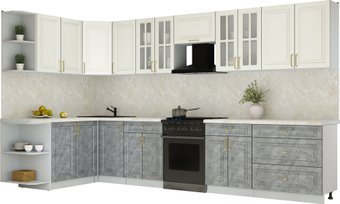 Готовая кухня Интерлиния Мила Шато 1.7x3.6 LV (белый/керамика/опал светлый)