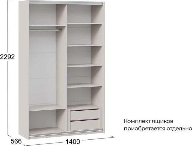 Шкаф-купе Трия Оскар Тиффани Т2 1400 282724 (белая/кашемир/кашемир матовый)