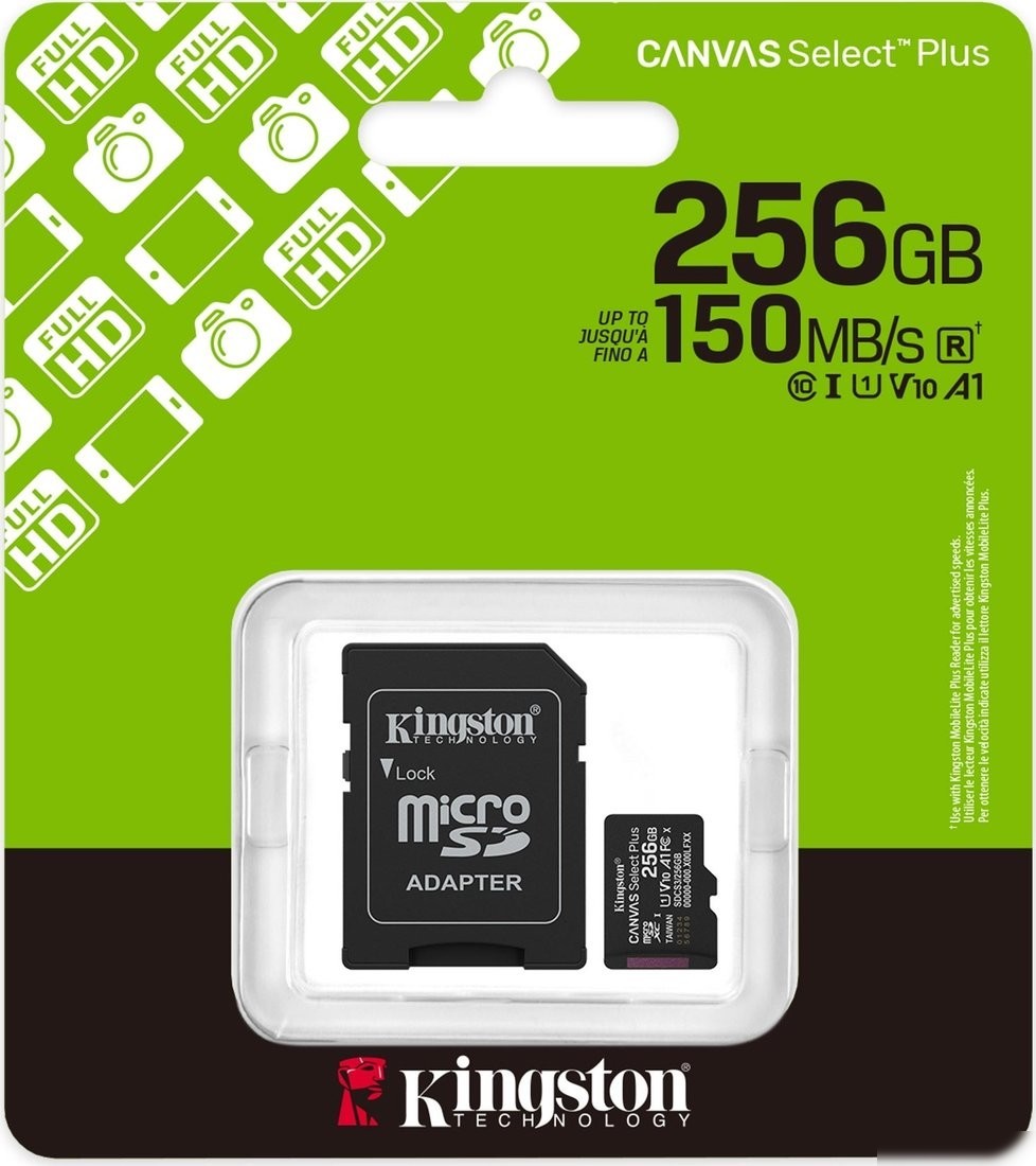 Карта памяти Kingston Canvas Select Plus microSDXC 256GB SDCS3/256GB (с адаптером)