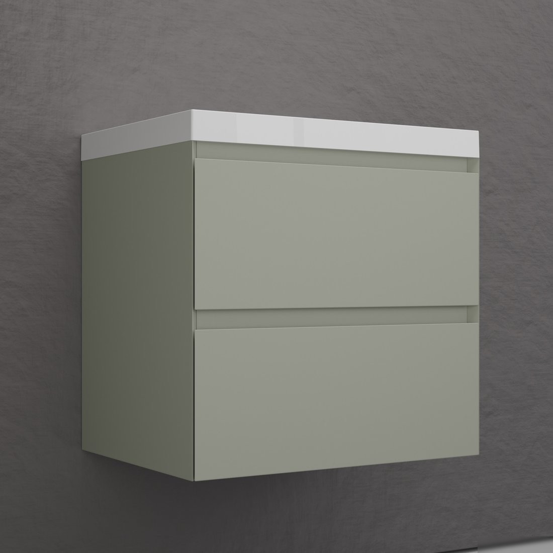 Symbolite Тумба под умывальник Манхэттен 60 Plus 2 ящика + Asti 60x45 (подвесная, олива/серый шелк)