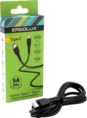 Кабель Ergolux ELX-CDC06-C02 USB Type-C - USB Type-C (1.2 м, черный)