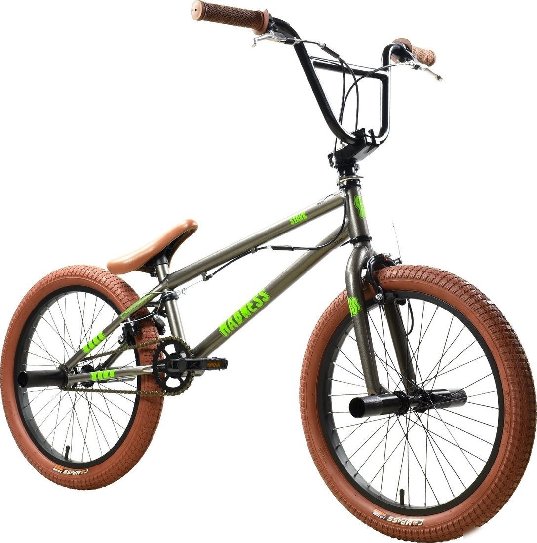 Велосипед Stark Madness BMX 2 2025 (графит/зеленый неон/песочный)
