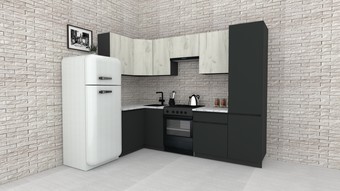 Готовая кухня ВерсоМебель Эко-8 1.2x2.7 левая (дуб крафт белый/антрацит/ст.мрамор ит.)