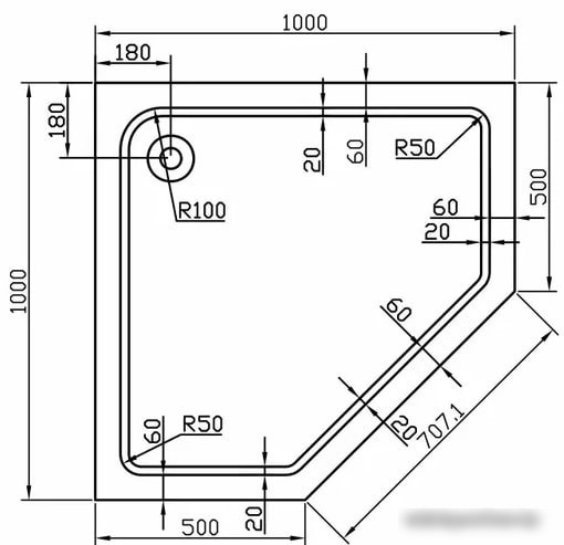 Душевой поддон Vincea VST-2AP-1010 100 см