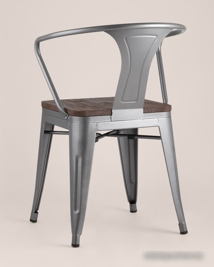 Стул с подлокотниками Stool Group Tolix ARM wood c подлокотниками (серебристый)