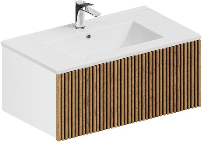 ЗОВ Тумба с умывальником Кито 80 K80LW0MRM-OL80 (белый/тростник)