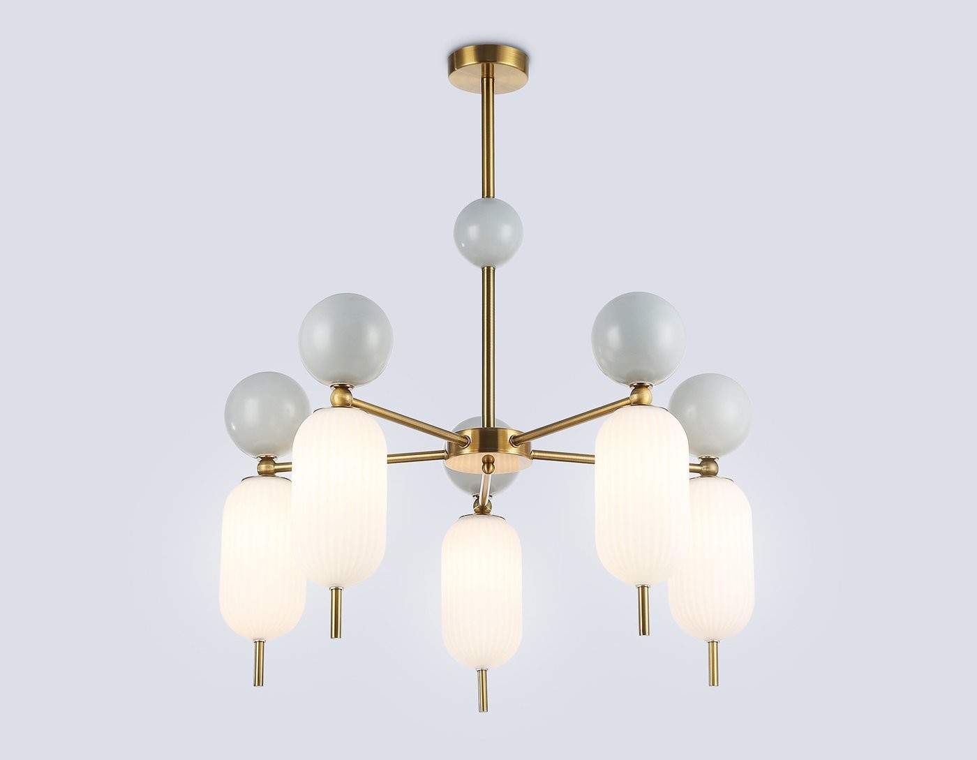 Подвесная люстра Ambrella light LH53104/5 BS/GR/FR (латунь/серый/белый матовый)