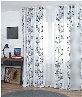 Комплект штор Delfa СШД-050 Flowers/21 (160x250, серые цветы)