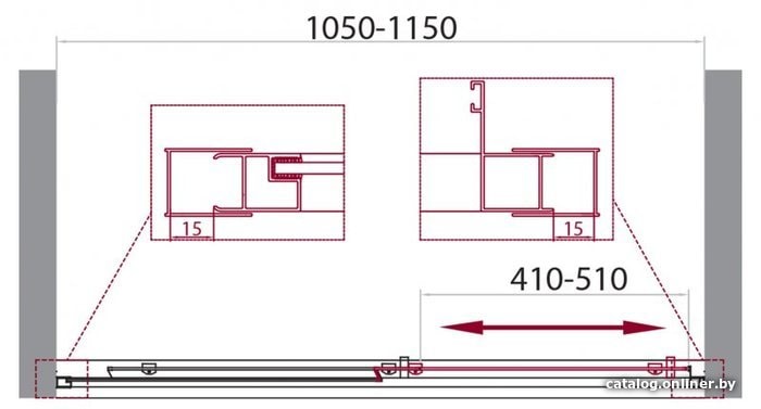 Душевая дверь BelBagno Unique-BF-1-100/115-P-Cr (текстурное стекло)