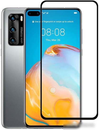 Защитное стекло Case Full Glue для Huawei P40 (черный глянец)