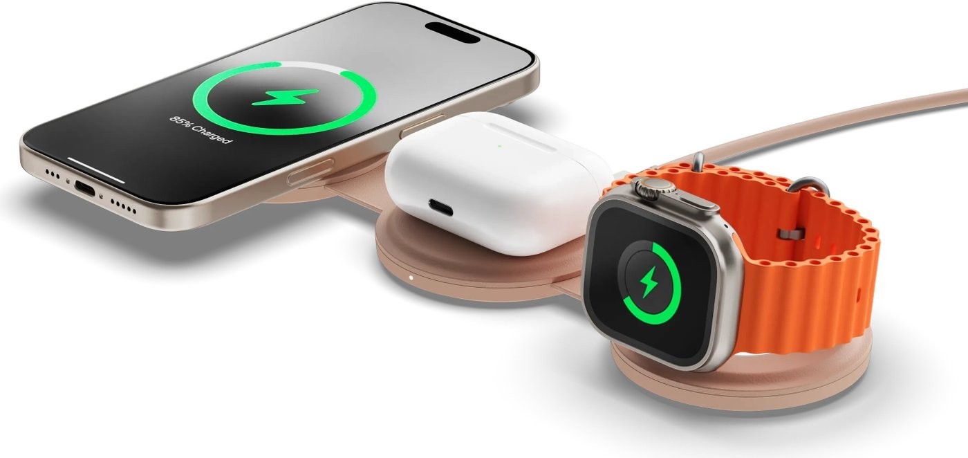 Беспроводное зарядное Satechi OntheGo 3-in-1 Charger ST-QTG31R (розовый)