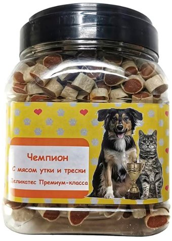Лакомство для собак O'dog Чемпион. Мясо утки и трески 500 г
