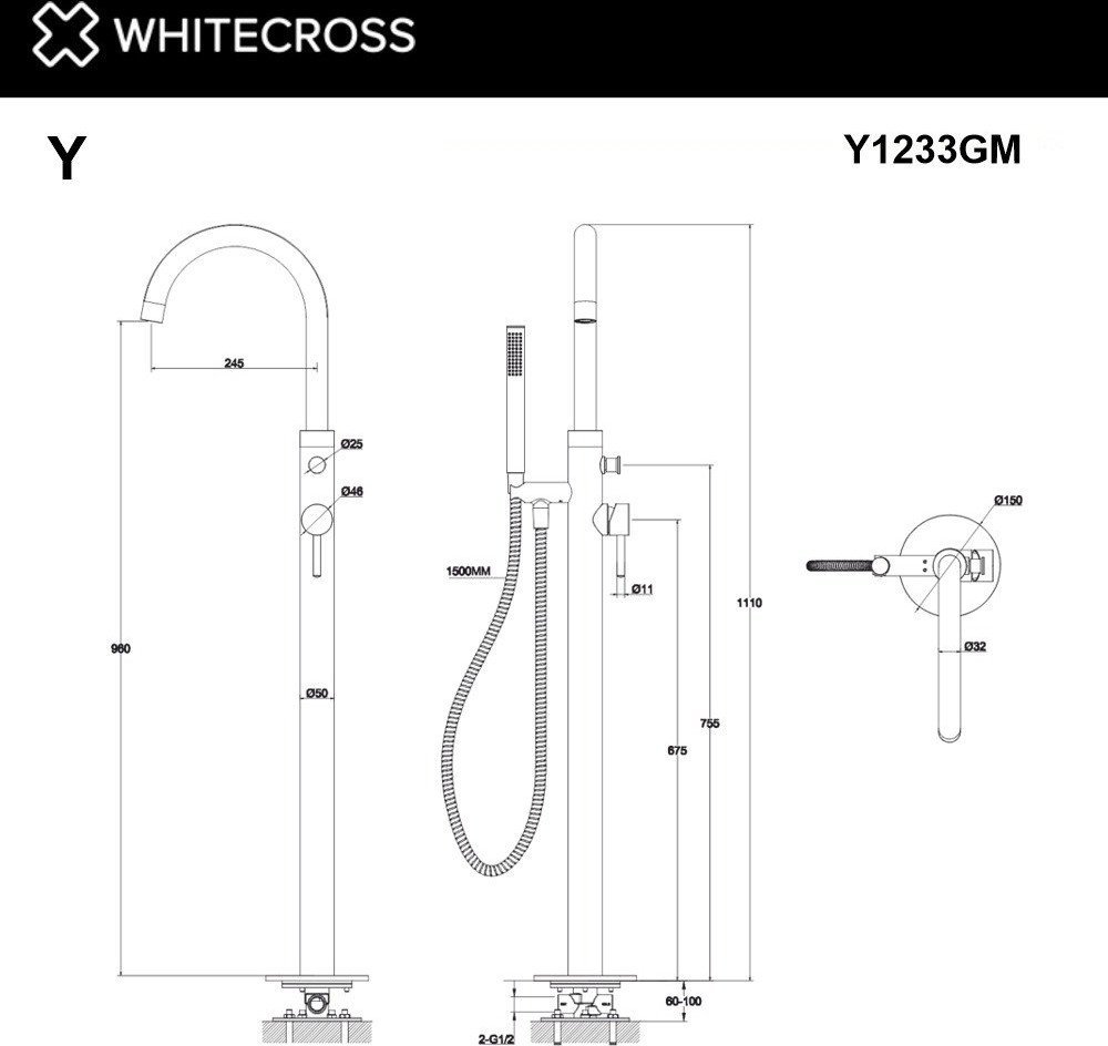 Смеситель Whitecross Y Y1233GM (оружейная сталь)