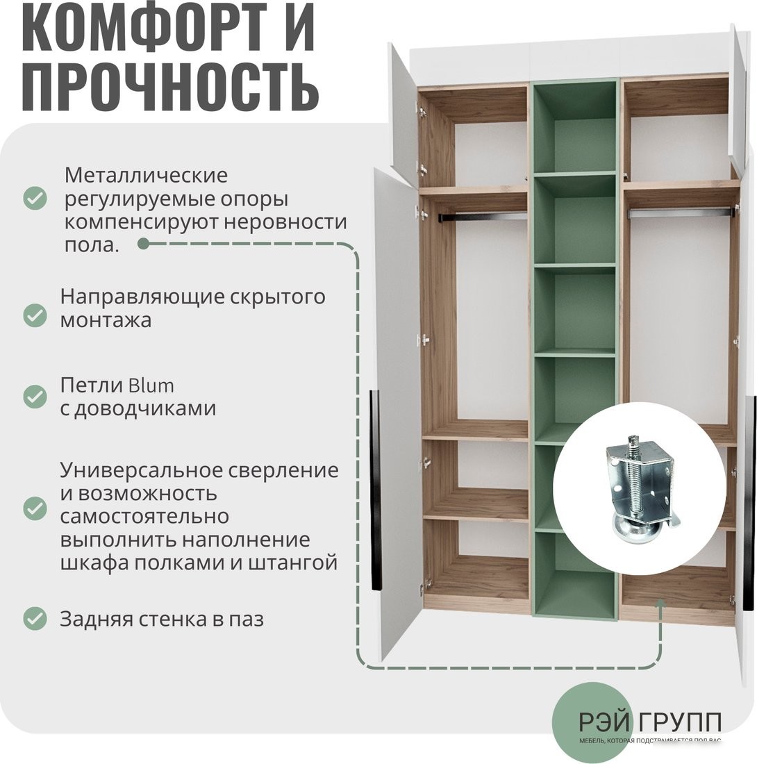 Шкаф распашной Рэйгрупп S274-В7-1-WKW В7-1 (дуб веллингтон/кобальт)