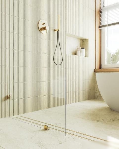 Душевая стенка MaybahGlass 79x195 MGD-259-3 (прозрачное стекло/золото)