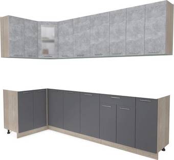 Готовая кухня Интерлиния Мила 12x27 без столешницы (бетон/антрацит)