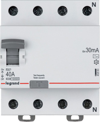 Устройство защитного отключения Legrand RХ3 4P 40A 30mA 10kA 4M тип АС 402063