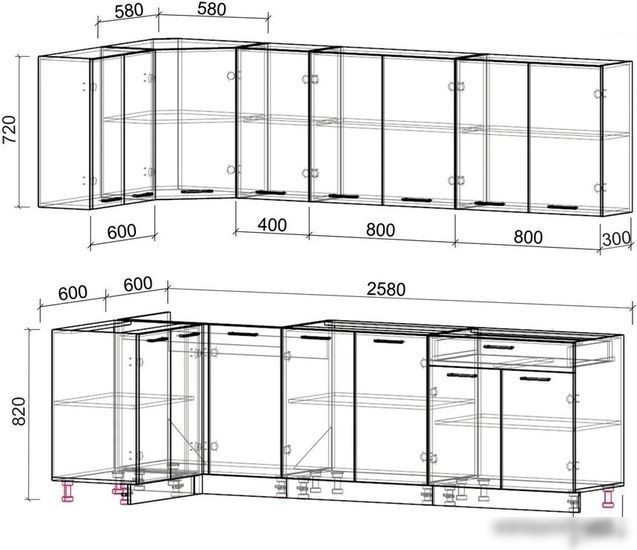 Интерлиния Мила Лайт 1.2x2.6 без столешницы (дуб золотой/антрацит)