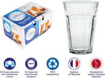 Набор стаканов для воды и напитков Duralex Picardie Clear 1029AB06D0111