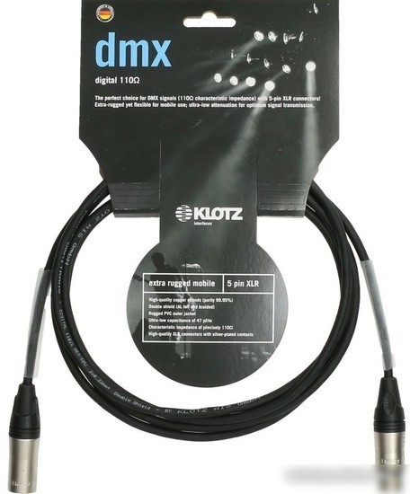 Кабель Klotz DMX5DK1S1000 5-pin XLR - 5-pin XLR (10 м, черный)