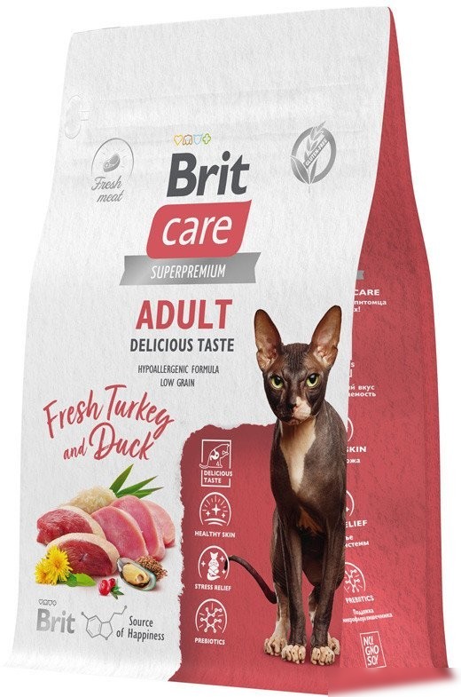 Сухой корм для кошек Brit Кеа Cat Adult Delicious Taste с индейкой и уткой 400 г