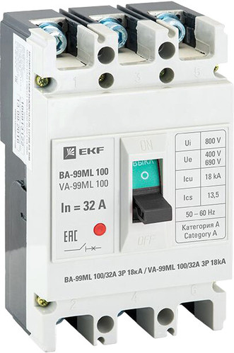 Выключатель автоматический EKF Basic ВА-99МL 100 32А 3P 18кА mccb99-100-32mi