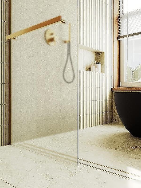 Душевая стенка MaybahGlass 99x195 MGD-1463-3ш (cатин cтекло/золото)