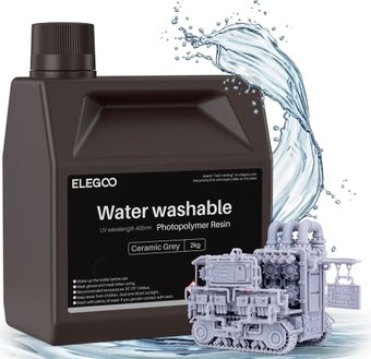 Фотополимер Elegoo Water Washable 2кг (керамический серый)