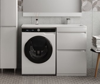 Symbolite Тумба с умывальником Даллас 115 Люкс Plus + Даллас 115x48 (левый, белый)